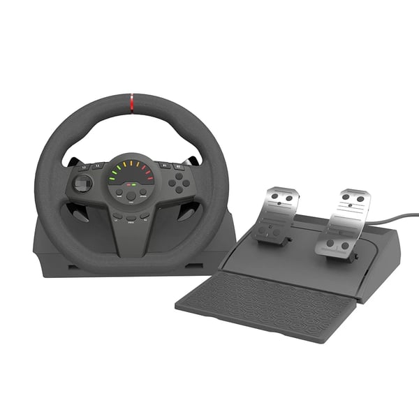 HS-GT001 - Racer-rat med pedaler - 180° Drejevinkel - Force Feedback - Gearskifter - Bluetooth - Til Xbox & Windows 11 PC - Sort