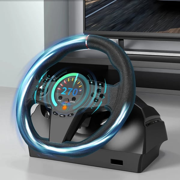 HS-GT001 - Racer-rat med pedaler - 180° Drejevinkel - Force Feedback - Gearskifter - Bluetooth - Til Xbox & Windows 11 PC - Sort