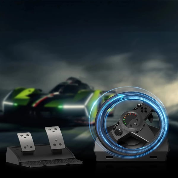 HS-GT001 - Racer-rat med pedaler - 180° Drejevinkel - Force Feedback - Gearskifter - Bluetooth - Til Xbox & Windows 11 PC - Sort