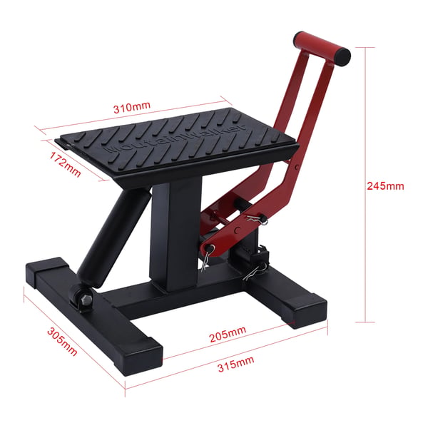 Motorcykelløfter - Donkraft - Max Belastning 150 kg - Højdejusterbar 23,5–46 cm - Universel Pasform - Jern - Vægt 6,4 kg - Sort/Rød