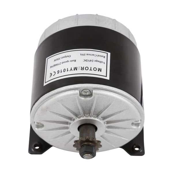 Harjallinen tasavirtamoottori, MY1016, 350 W 24 V, kestomagneetti, hiljainen, suuri vääntömomentti, 11T hammasratas DIY-generaattoriin