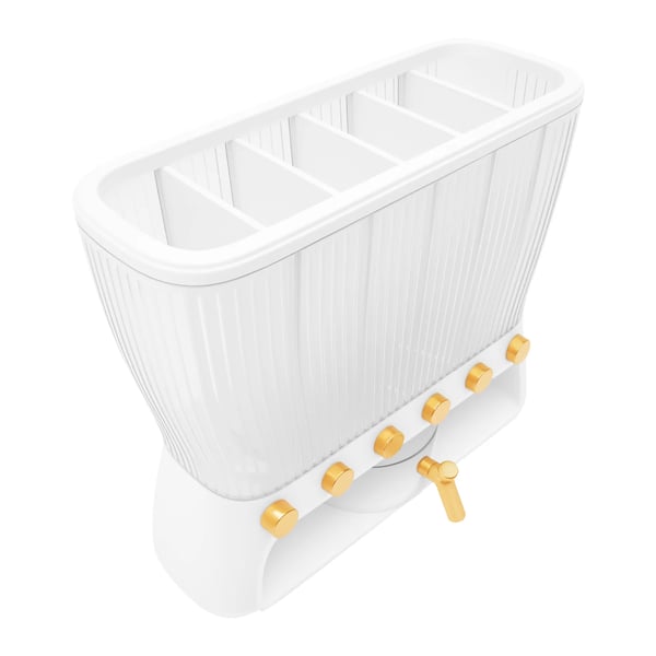Køkkenopbevaring til tørvarer - Dispenser med 6 rum - 10 kg kapacitet - Transparent - ABS/PP/PET - Til ris, bønner, morgenmadsflager