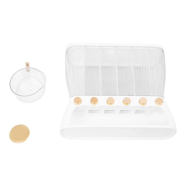 Køkkenopbevaring til tørvarer - Dispenser med 6 rum - 10 kg kapacitet - Transparent - ABS/PP/PET - Til ris, bønner, morgenmadsflager