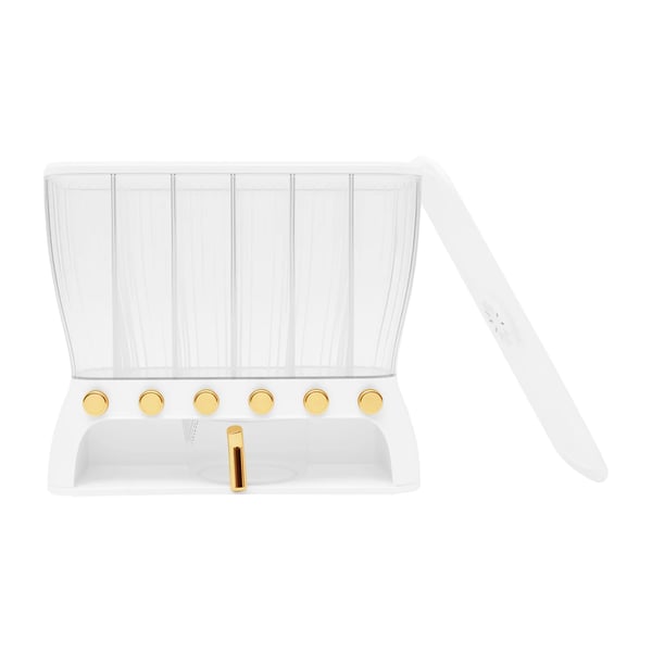 Køkkenopbevaring til tørvarer - Dispenser med 6 rum - 10 kg kapacitet - Transparent - ABS/PP/PET - Til ris, bønner, morgenmadsflager