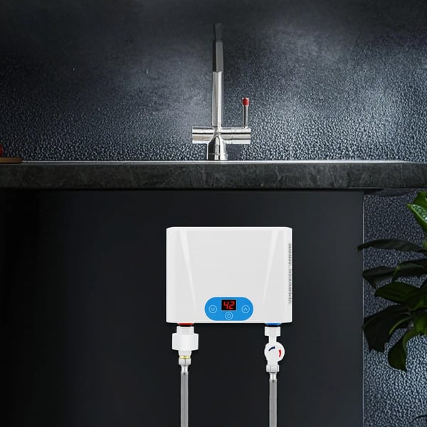 Elektrisk gennemstrømsvandvarmer, 220V 5,5 kW, mini under vask, smart, hvid, 2 rør