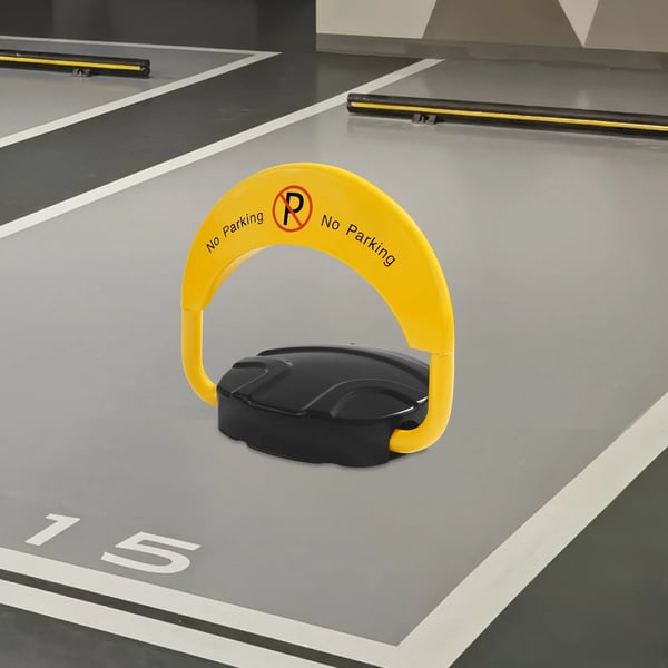 Elektronisk parkeringslås - Parkeringsbøjle - Kapacitet 5.000 kg - IP67 Vandtæt - Fjernbetjening - Gul