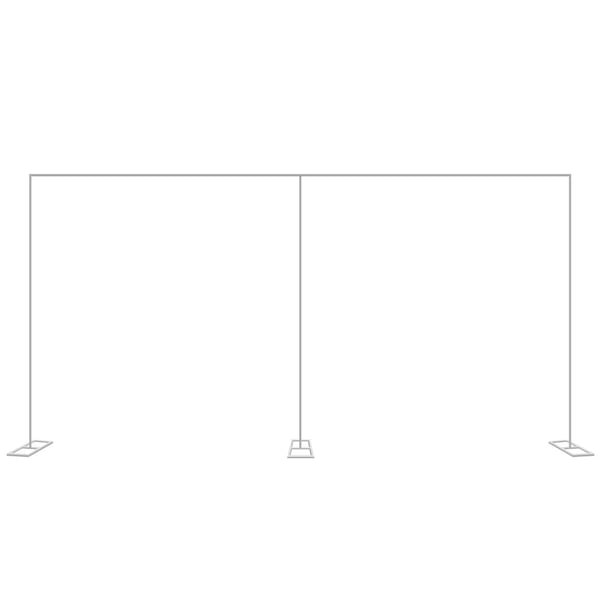 Taustateline - Pipe & Drape verhorunko - 6x3 m - Hiiliteräs - Jalustalevy 50x23 cm - Häät/Juhlat - Hopea