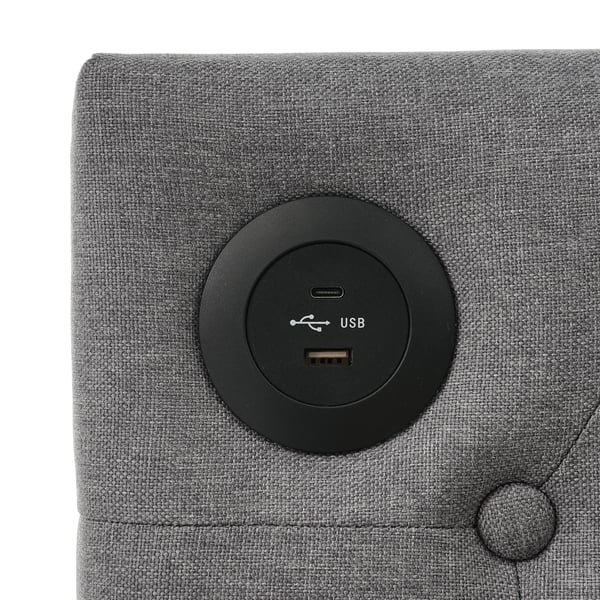 Sovesofa med opbevaring - Daybed 90x200 cm - USB-C opladning - 2 skuffer - L-form - Stof - Sort