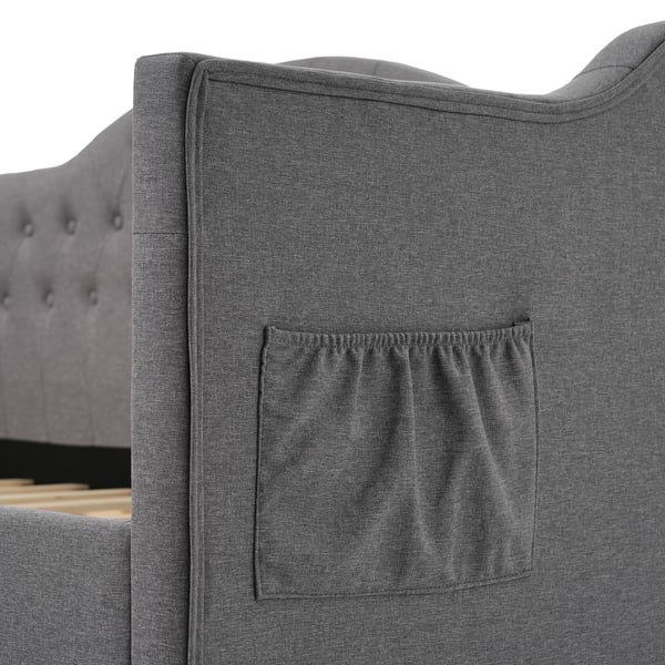 Sovesofa med opbevaring - Daybed 90x200 cm - USB-C opladning - 2 skuffer - L-form - Stof - Sort