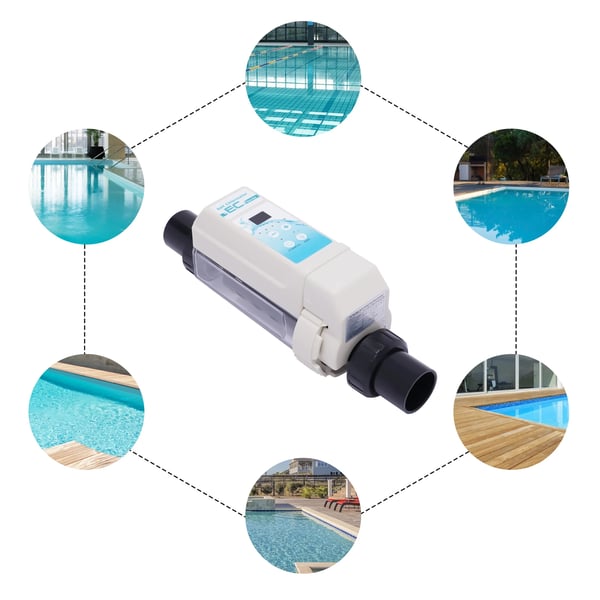 Saltvandsklorinator - Pool klorgenerator - 8 g/h klorproduktion - Elektrolytisk desinfektion - Saltvandsystem