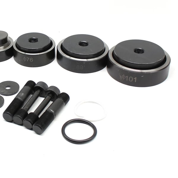 Hydraulisk hulstansesæt - SYK-15T - 15 ton - 10 matricer 16–101 mm - Til metal/stål/plast - Max 3,5 mm - Slaglængde 25 mm - Gul