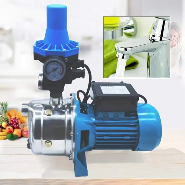 Vattenpump Trädgårdspump - Jetpump Centrifugalpump - 1100 W - Rostfritt stål - Pumpstyrning - EU-kontakt - Ytmonterad - Lyfthöjd 50 m