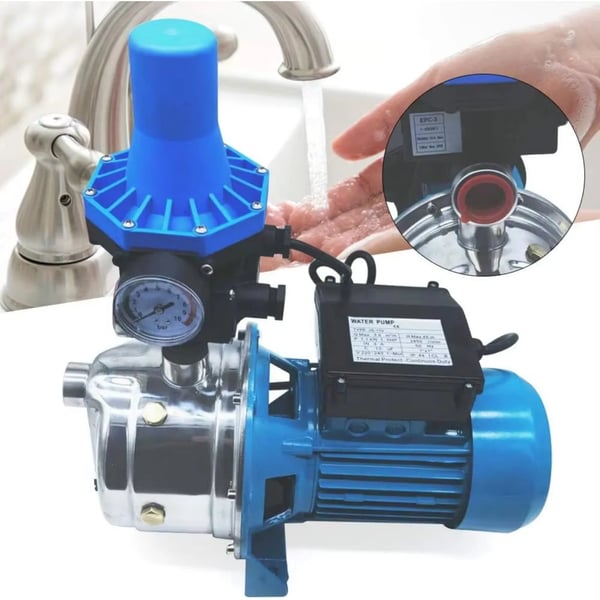 Vattenpump Trädgårdspump - Jetpump Centrifugalpump - 1100 W - Rostfritt stål - Pumpstyrning - EU-kontakt - Ytmonterad - Lyfthöjd 50 m