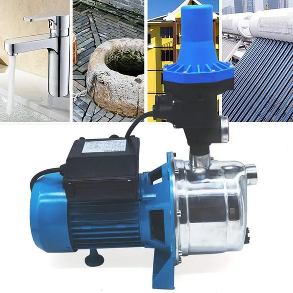 Vattenpump Trädgårdspump - Jetpump Centrifugalpump - 1100 W - Rostfritt stål - Pumpstyrning - EU-kontakt - Ytmonterad - Lyfthöjd 50 m