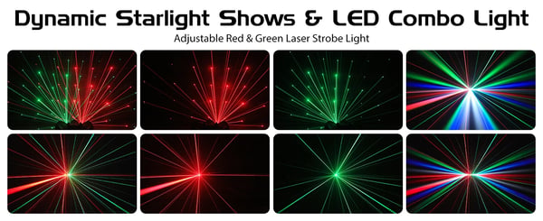 Scenelys 2-pak - Effektlampe - 3 Hoveder - 30 W 192 LED - DMX512 4CH - Auto/Lyd/Master-Slave - 90–240 V - Varm hvid