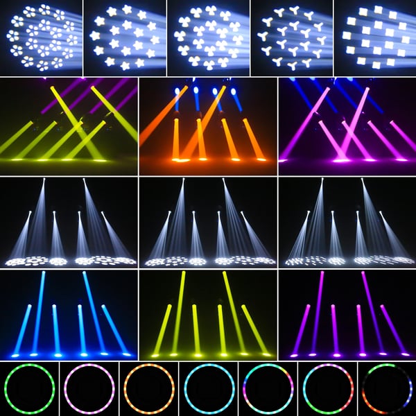 Kaksoispäinen LED Beam - Moving Head lavavalo - 350 W - DMX512/RDM, 33 kanavaa - 2×100 W + 24×0,2 W RGB×2 - Strobo, sateenkaari - EU-pistoke