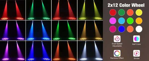 Kaksoispäinen LED Beam - Moving Head lavavalo - 350 W - DMX512/RDM, 33 kanavaa - 2×100 W + 24×0,2 W RGB×2 - Strobo, sateenkaari - EU-pistoke