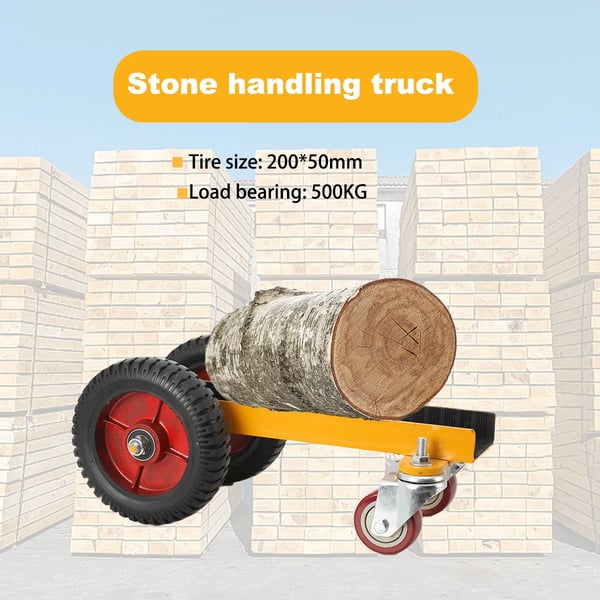 Transportvogn til marmor - SBJ-WWHWWH-009 firehjulet platformvogn - Bæreevne 500 kg - U-profil stålramme - Massive gummihjul - Drejelige hjul