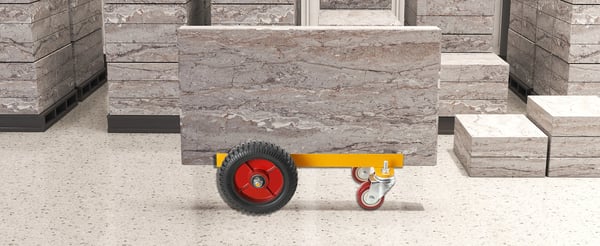 Transportvogn til marmor - SBJ-WWHWWH-009 firehjulet platformvogn - Bæreevne 500 kg - U-profil stålramme - Massive gummihjul - Drejelige hjul
