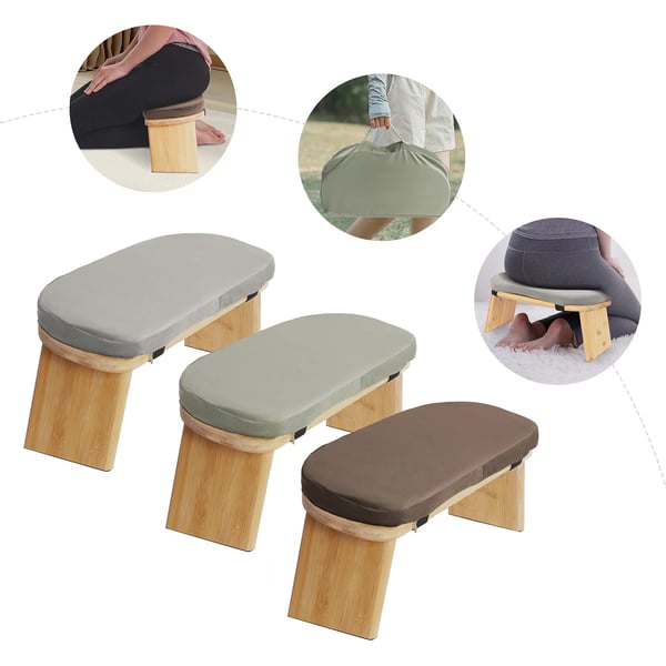 Meditationsskammel, sammenklappelig og ergonomisk, ridsefast & stødresistent, kaffebrun