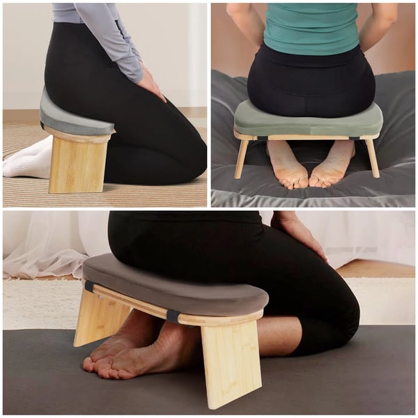 Meditationsskammel, sammenklappelig og ergonomisk, ridsefast & stødresistent, kaffebrun