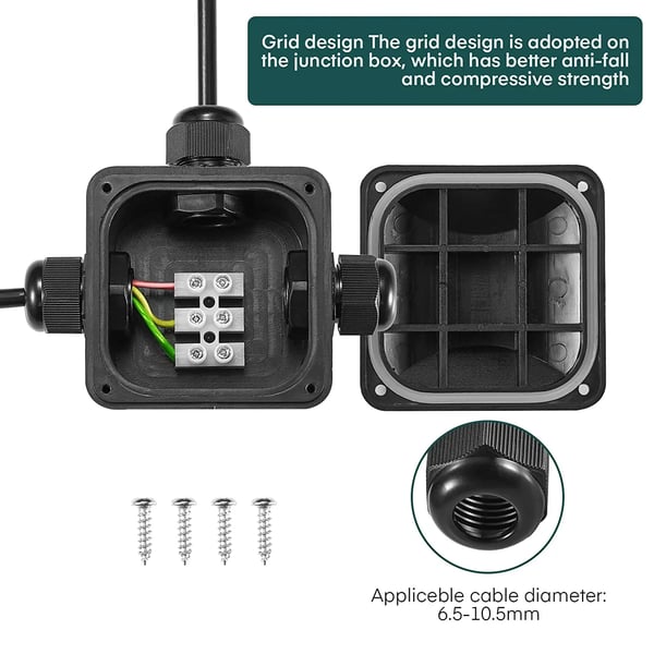 Vandtæt samledåse - 3-vejs IP68 kabelconnector - Udendørs & til nedgravning - Elektrisk kabelsamling - ABS-hus - 10-pak - Rød