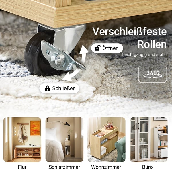FBT152-N, printerbord/rollcontainer, 4 hjul, opbevaring til kontor, beige