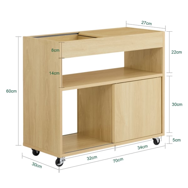 FBT152-N, printerbord/rollcontainer, 4 hjul, opbevaring til kontor, beige
