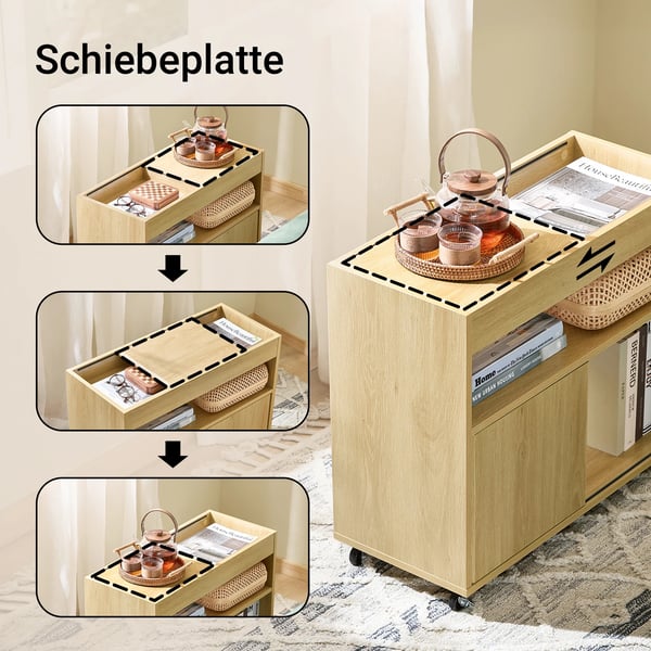 FBT152-N, printerbord/rollcontainer, 4 hjul, opbevaring til kontor, beige