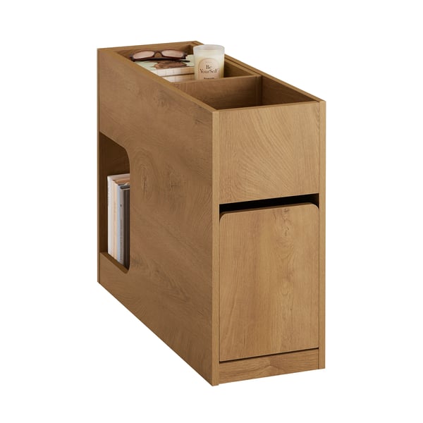 Smalt sidobord/nattduksbord - FBT158-N - Utrymmesbesparande - Med förvaring - För soffa/säng/kontor - Mörk khaki