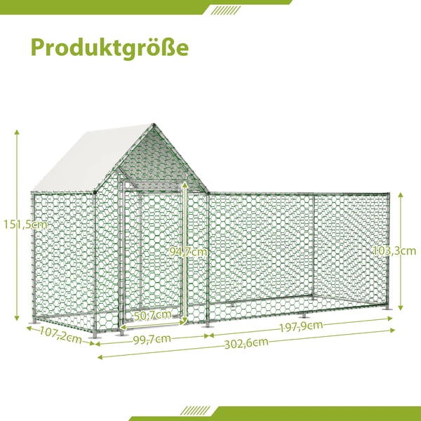 Dyreindhegning - Hundegård/metalbur - 3×1×1,5 m - Rustfrit stål - Udendørs - Modulær DIY - Sølv