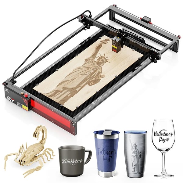 Lasergravyrmaskin - TS2-20 Max - Arbetsyta 45×90 cm - Hastighet 6000 mm/min - Noggrannhet 0,1 mm - App-styrning - EU-kontakt - Grön