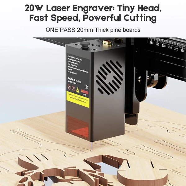 Lasergraveringsmaskine - TS2-20 Max - Arbejdsområde 45×90 cm - Hastighed 6000 mm/min - Nøjagtighed 0,1 mm - App-styring - EU-stik - Grøn