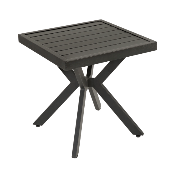 Udendørs sidebord - Kvadratisk aluminiumsbord - Vejrbestandigt - Til terrasse, have og pool - 58×49×11 cm - Sort