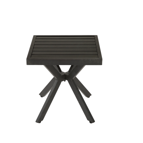 Udendørs sidebord - Kvadratisk aluminiumsbord - Vejrbestandigt - Til terrasse, have og pool - 58×49×11 cm - Sort