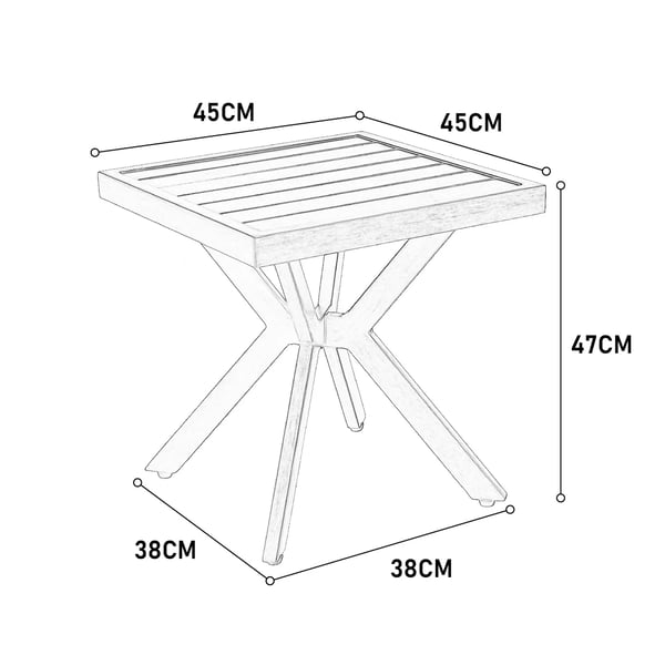 Udendørs sidebord - Kvadratisk aluminiumsbord - Vejrbestandigt - Til terrasse, have og pool - 58×49×11 cm - Sort