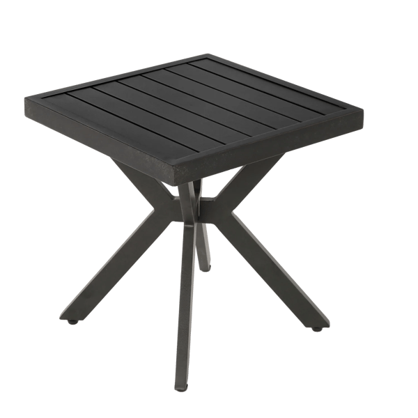 Udendørs sidebord - Kvadratisk aluminiumsbord - Vejrbestandigt - Til terrasse, have og pool - 58×49×11 cm - Sort