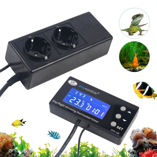 Akvaarion termostaatti - Digitaalinen LCD lämpötilansäädin - Kala-akvaarioon - 220 V - 0–50 °C - Tarkkuus 0,1 °C - SCR 16 A/250 V AC - 3 W