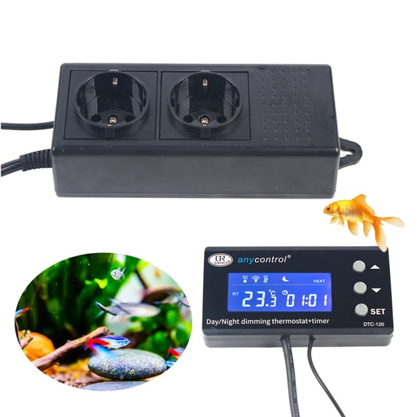 Akvaarion termostaatti - Digitaalinen LCD lämpötilansäädin - Kala-akvaarioon - 220 V - 0–50 °C - Tarkkuus 0,1 °C - SCR 16 A/250 V AC - 3 W