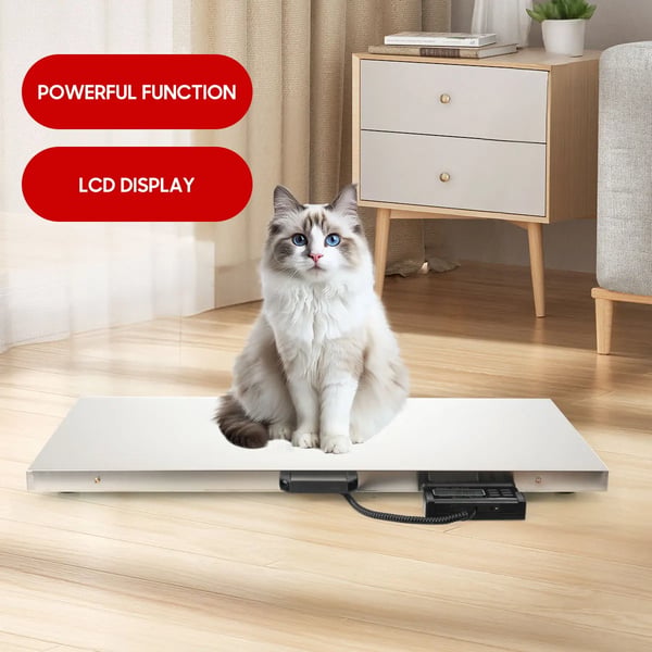 Digital dyrevægt - bænkvægt - Kapacitet 300 kg - Rustfrit stål - LCD-display - Til hunde, katte og store dyr - Batteri medfølger ikke