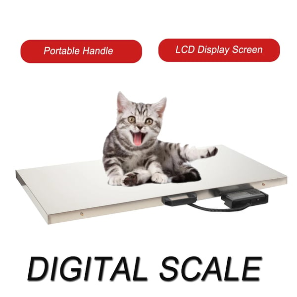 Digital dyrevægt - bænkvægt - Kapacitet 300 kg - Rustfrit stål - LCD-display - Til hunde, katte og store dyr - Batteri medfølger ikke