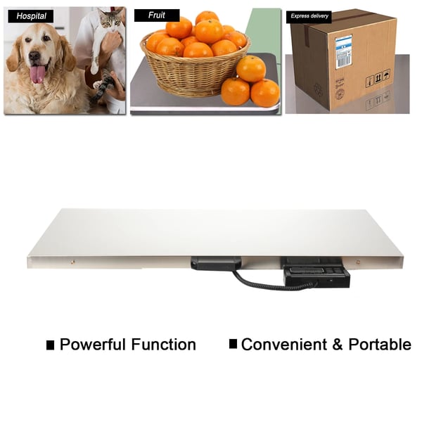 Digital dyrevægt - bænkvægt - Kapacitet 300 kg - Rustfrit stål - LCD-display - Til hunde, katte og store dyr - Batteri medfølger ikke