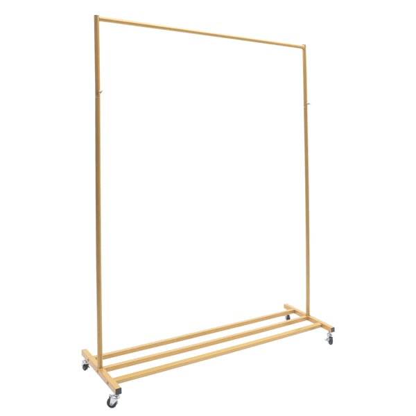 Tøjstativ - Fritstående garderobestativ med hjul - Industrielt vintage-look - Jern - Bæreevne op til 5 kg - Til stue og butik - Guld