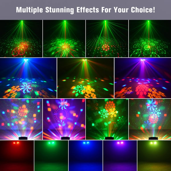 RGBY Magic Ball DJ-valo - DMX lavavalo - 36 W - RGBY LED + punainen/vihreä laser 650/520 nm - 54 RGB strobo - Kuvio & beam - EU-pistoke - Kaukosäädin