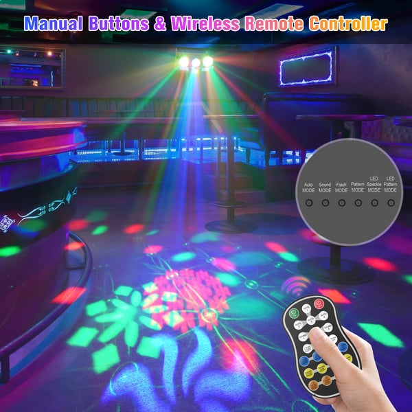 RGBY Magic Ball DJ-valo - DMX lavavalo - 36 W - RGBY LED + punainen/vihreä laser 650/520 nm - 54 RGB strobo - Kuvio & beam - EU-pistoke - Kaukosäädin