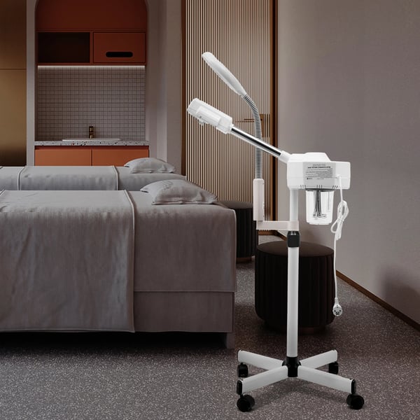 2‑in‑1 kasvosauna suurennuslampulla - Spa‑laite - 800 W - 5× Suurennus 25 W, 8500 K - 360° Kääntyvä - 680 ml Säiliö - EU‑pistoke 220–240 V