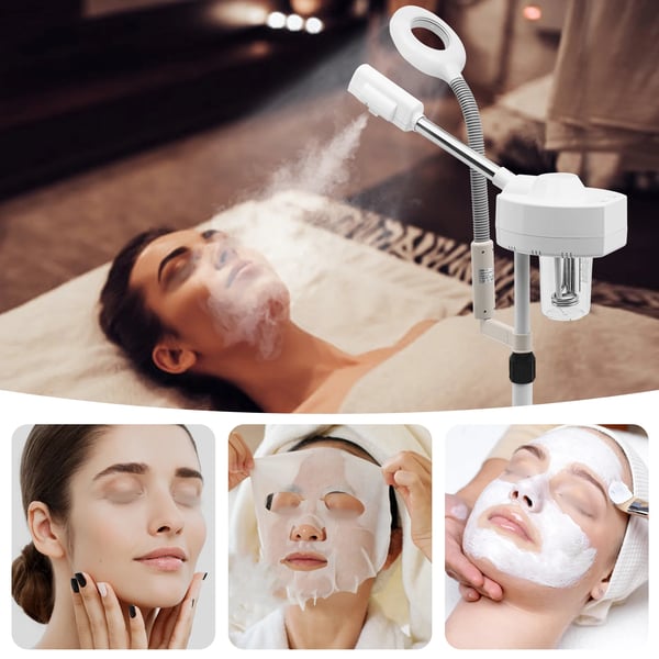 2‑in‑1 kasvosauna suurennuslampulla - Spa‑laite - 800 W - 5× Suurennus 25 W, 8500 K - 360° Kääntyvä - 680 ml Säiliö - EU‑pistoke 220–240 V