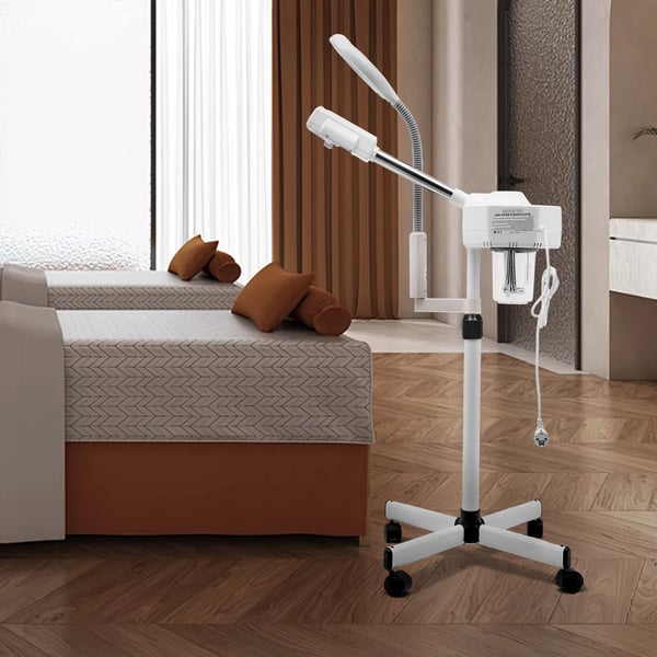 2‑in‑1 kasvosauna suurennuslampulla - Spa‑laite - 800 W - 5× Suurennus 25 W, 8500 K - 360° Kääntyvä - 680 ml Säiliö - EU‑pistoke 220–240 V