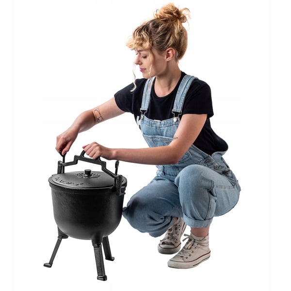 Støbejernsgryde til bål - Dutch Oven - 10 l - Til flere end 5 personer - Til bål og grill