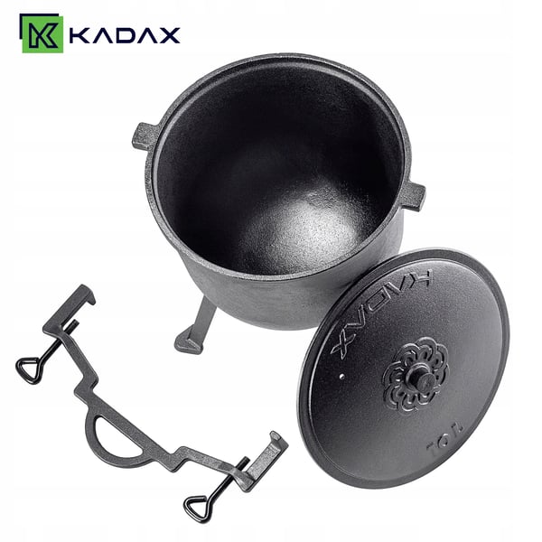 Støbejernsgryde til bål - Dutch Oven - 10 l - Til flere end 5 personer - Til bål og grill